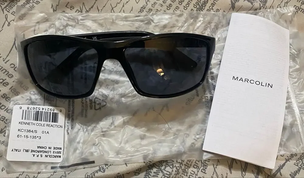 NEW Kenneth Cole Reaction KC 1384/S OIA Black Wrap PLASTIC  61 Unisex Sunglasses